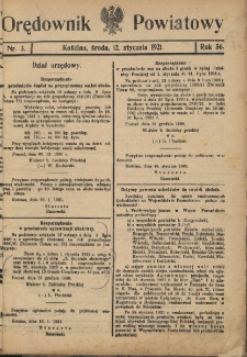 Orędownik Powiatowy (Kościan) 1921.01.12 R.56 Nr 3