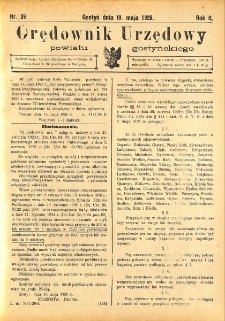 Orędownik Urzędowy Powiatu Gostyńskiego 1926.05.19 R. 8 Nr 39