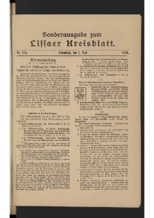 Lissaer Kreisblatt. 1916.04.01 Nr 27a