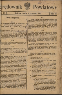 Orędownik Powiatowy (Kościan) 1921.04.06 R.56 Nr 27