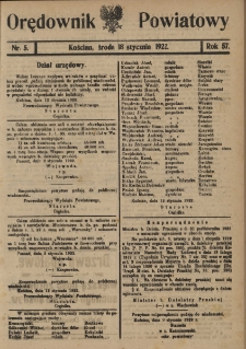 Orędownik Powiatowy (Kościan) 1922.01.18 R.57 Nr 5