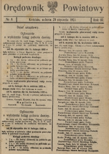 Orędownik Powiatowy (Kościan) 1922.01.28 R.57 Nr 8
