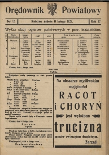 Orędownik Powiatowy (Kościan) 1922.02.11 R.57 Nr 12