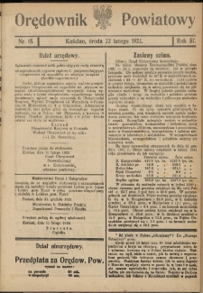 Orędownik Powiatowy (Kościan) 1922.02.22 R.57 Nr 15