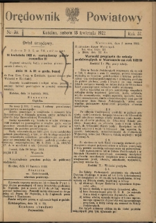Orędownik Powiatowy (Kościan) 1922.04.15 R.57 Nr 30