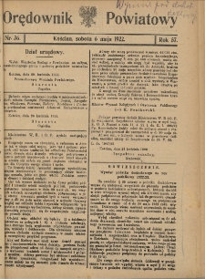 Orędownik Powiatowy (Kościan) 1922.05.06 R.57 Nr 36