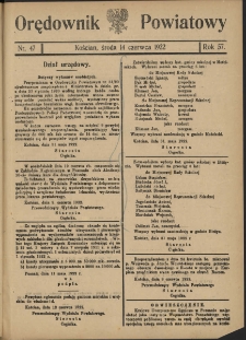 Orędownik Powiatowy (Kościan) 1922.06.14 R.57 Nr 47