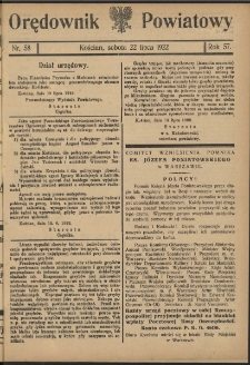 Orędownik Powiatowy (Kościan) 1922.07.22 R.57 Nr 58