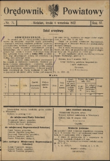 Orędownik Powiatowy (Kościan) 1922.09.06 R.57 Nr 71