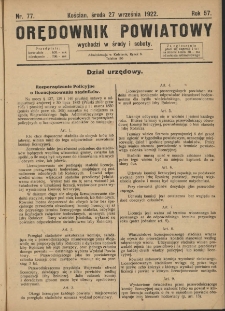 Orędownik Powiatowy (Kościan) 1922.09.27 R.57 Nr 77
