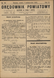 Orędownik Powiatowy (Kościan) 1922.10.07 R.57 Nr 80