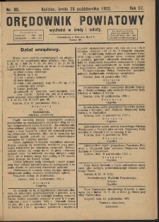 Orędownik Powiatowy (Kościan) 1922.10.25 R.57 Nr 85