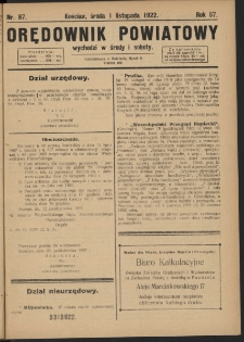 Orędownik Powiatowy (Kościan) 1922.11.01 R.57 Nr 87
