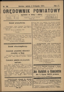 Orędownik Powiatowy (Kościan) 1922.11.04 R.57 Nr 88