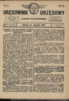 Orędownik Urzędowy Powiatu Kościańskiego 1923.01.31 R.58 Nr 5