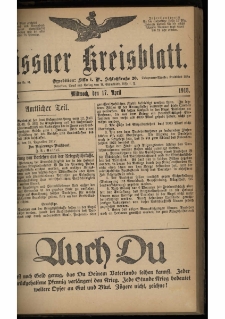 Lissaer Kreisblatt. 1918.04.17 Nr 29