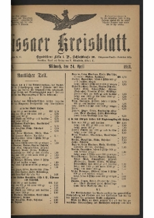 Lissaer Kreisblatt. 1918.04.24 Nr 31