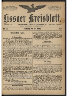 Lissaer Kreisblatt. 1918.08.28 Nr 67