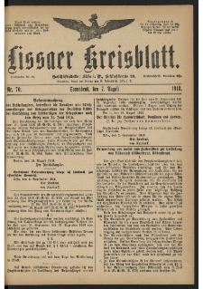 Lissaer Kreisblatt. 1918.08.07 Nr 70
