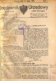 Orędownik Urzędowy Powiatu Rawickiego 1925.05.14 R.1 Nr 11