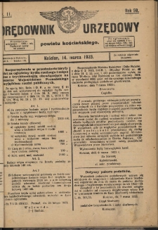 Orędownik Urzędowy Powiatu Kościańskiego) 1923.03.14 R.58 Nr11