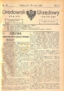 Orędownik Urzędowy Powiatu Rawickiego 1925.07.30 R.1 Nr 22