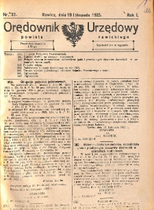 Orędownik Urzędowy Powiatu Rawickiego 1925.11.19 R.1 Nr 37