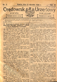Orędownik Urzędowy Powiatu Rawickiego 1928.01.12 R.4 Nr 2