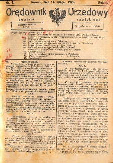 Orędownik Urzędowy Powiatu Rawickiego 1926.02.11 R.2 Nr 6