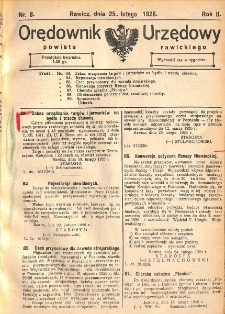 Orędownik Urzędowy Powiatu Rawickiego 1926.02.25 R.2 Nr 8