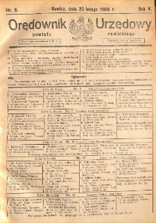 Orędownik Urzędowy Powiatu Rawickiego 1928.02.23 R.4 Nr 8