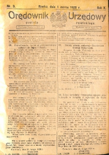 Orędownik Urzędowy Powiatu Rawickiego 1928.03.01 R.4 Nr 9