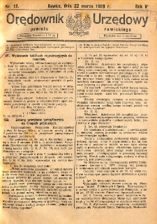 Orędownik Urzędowy Powiatu Rawickiego 1928.03.22 R.4 Nr 12