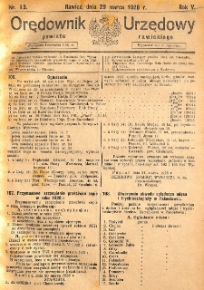 Orędownik Urzędowy Powiatu Rawickiego 1928.03.29 R.4 Nr 13