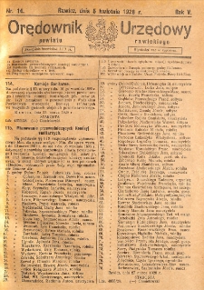 Orędownik Urzędowy Powiatu Rawickiego 1928.04.05 R.4 Nr 14