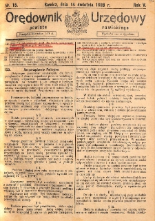Orędownik Urzędowy Powiatu Rawickiego 1928.04.14 R.4 Nr 15