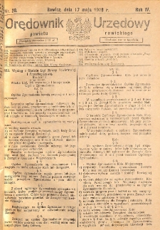 Orędownik Urzędowy Powiatu Rawickiego 1928.05.17 R.4 Nr 20