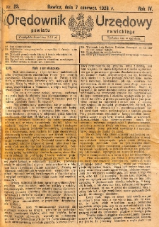 Orędownik Urzędowy Powiatu Rawickiego 1928.06.07 R.4 Nr 23