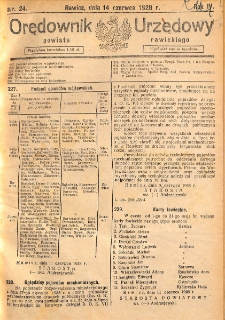 Orędownik Urzędowy Powiatu Rawickiego 1928.06.14 R.4 Nr 2
