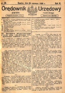 Orędownik Urzędowy Powiatu Rawickiego 1928.06.28 R.4 Nr 26