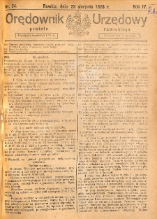 Orędownik Urzędowy Powiatu Rawickiego 1928.08.23 R.4 Nr 34