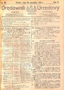 Orędownik Urzędowy Powiatu Rawickiego 1928.09.20 R.4 Nr 38