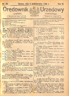 Orędownik Urzędowy Powiatu Rawickiego 1928.10.04 R.4 Nr 40