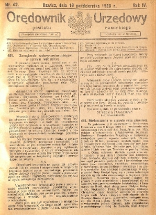 Orędownik Urzędowy Powiatu Rawickiego 1928.10.18 R.4 Nr 42
