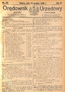 Orędownik Urzędowy Powiatu Rawickiego 1928.12.13 R.4 Nr 50