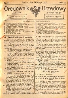 Orędownik Urzędowy Powiatu Rawickiego 1927.02.24 R.3 Nr 8