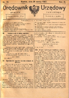 Orędownik Urzędowy Powiatu Rawickiego 1927.03.26 R.3 Nr 12