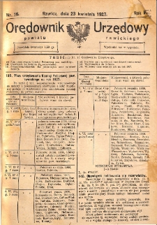 Orędownik Urzędowy Powiatu Rawickiego 1927.04.23 R.3 Nr 16