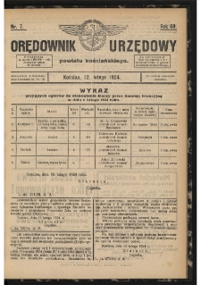 Orędownik Urzędowy Powiatu Kościańskiego 1924.02.22 R.60 Nr 7