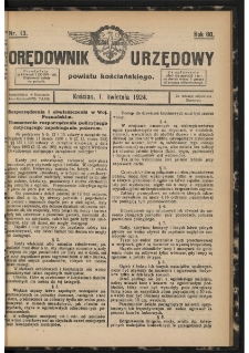 Orędownik Urzędowy Powiatu Kościańskiego 1924.04.01 R.60 Nr 13